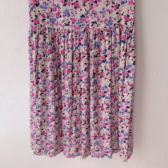 Vintage Pink Purple Floral Tired Fairy Cottagecore Midi Skirt Size 10 - Picture 4 of 8